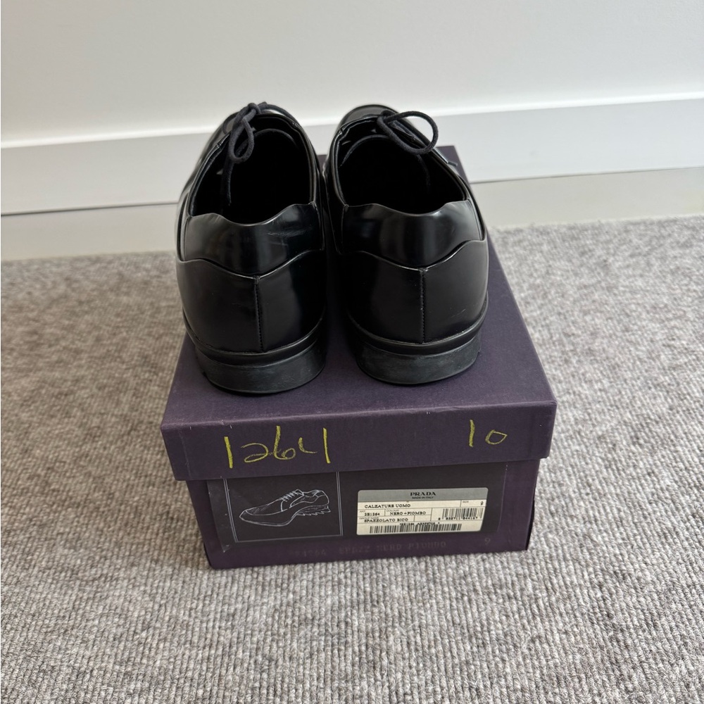 Prada Black Leather Men's Oxfords - Picture 4 of 7